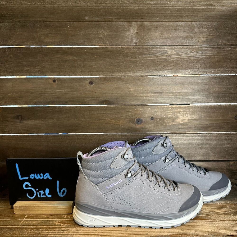 New Womens Lowa Malta GTX Mid Gray Leather Waterproof Hiking‎ Boots Shoes Size 6
